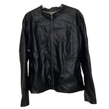 NWT Faded Glory Black Faux Leather Moto Biker Jacket Womens Size 3X Full... - £19.65 GBP