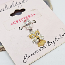 925 Sterling Silver -  Add a Bead Crystal Encrusted Owl Charm Pendant - £13.40 GBP