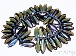 25 5 x 16 mm Czech Glass Dagger Beads: Sapphire - Celsian - $2.96