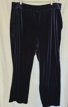 Susan Graver Blue Velvet Pants Women&#39;s 2X Stretch Pull-on - £11.75 GBP