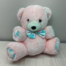 Carters Prestige baby vintage Pink Plush teddy bear bow green blue print feet - £77.97 GBP