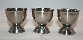 Set of 3  Stainless Steel Footed Egg Cups Stands Holders Made in Denmark MCM  - £19.07 GBP