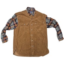 vtg 70s GARB 100% Cotton Corduroy/Flannel Shirt-Jac Brown/Plaid Mens Sz L - $74.25
