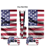 Fits PS5 PRO Disc Console &amp; 2 Controller USA Flag Vinyl Wrap Skin Decal - $23.68 CAD