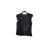 J. Crew Size 6 Black Velvet Burnout Top High Neck Ruffle Witchy Whimsigo... - $460.08 MXN