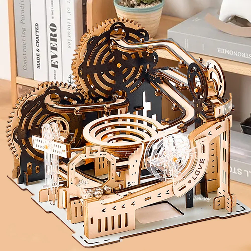 3D Wooden Puzzle Marble Run Set DIY Assemble Mechanical Model Building Kits - £24.20 GBP+