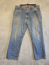 Vintage Men&#39;s TOMMY HILFIGER Denim Jeans 36x30 FREEDOM FLAG Distressed - $23.76