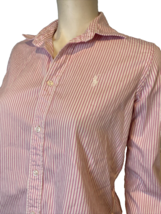 Ralph Lauren Sport White and Pink Striped Long Sleeve Blouse Size 10 - £15.14 GBP