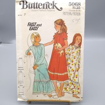 UNCUT Sewing PATTERN Butterick 5068, Fast and Easy 1970s Girls Nightgown... - £11.57 GBP