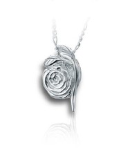 Sterling Silver Rose Funeral Cremation Urn Pendant for Ashes w/Chain - £187.81 GBP