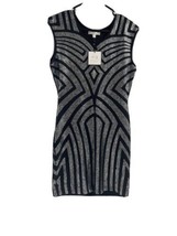 Romeo and Juliet Couture Black &amp; Silver Sequin Stretch Dress size MEDIUM - £21.75 GBP