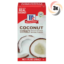 3x Packs McCormick Imitation Coconut Flavor Extract | 1oz | Non Gmo Glut... - £17.08 GBP