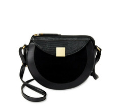 Time and Tru Ladies Bailey Crossbody Bag with Front Flap Magnetic Pocket Black - £20.29 GBP