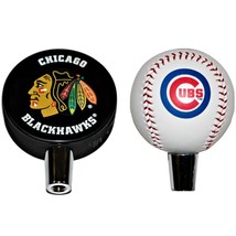 Chicago Blackhawks Hockey Puck And Chicago Cubs Baseball Beer Tap Handle Set - £43.77 GBP