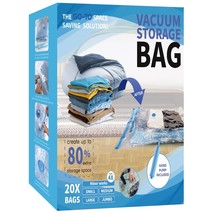 20 Pack Vacuum Storage Bags, Space Saver Bags With Hand Pump, Vacuum Seal Bags F - £31.63 GBP