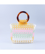 Mixed Color Retro Square Handmade Beaded Acrylic Bag Beaded Resin Vintag... - £44.03 GBP