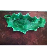 Vintage Holland Mold Ceramic Holly Leaf Green Christmas Candy Dish Aweso... - £15.52 GBP