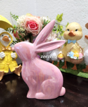 Easter Pink Ceramic BUNNY RABBIT Figurine Statue Tabletop Decor 8.5" - $25.73