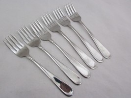 Oneida USA Stainless FLIGHT/RELIANCE Set of 6 Glossy Salad Forks 6 3/4&quot; Flatware - £11.26 GBP