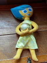 Disney Pixar Inside Out JOY Blue Haired Girl Holding Gold Emotion Ball Stuffed - £8.84 GBP