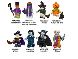 Halloween Scarecrow Witch Pumpkin Zombie Vampire Clown Building Blocks minifigs - £3.13 GBP+