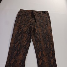 PAIGE W6510 Women's Hoxton Ultra Skinny Coated Brown Snake Print Jeans Size 30 image 15