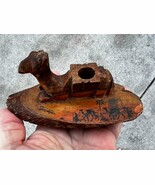 Old Vintage Wood Carving Desert Camel Inkwell or Candlestick Jerusalem C... - $42.78 CAD