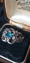 Antique Vintage 1950-s Fluorite Sterling Silver Ring Size UK L US 6 - Solid Ring - £94.17 GBP