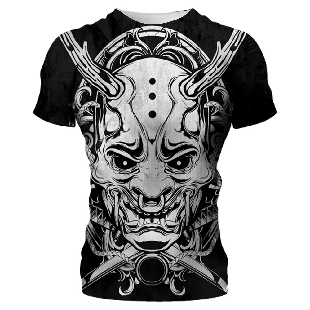 Samurai Mask graphic t shirts Men Personality harajuku 3D O-neck quick-d... - $9.99