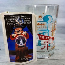 Vtg Walt Disney World Magic McDonalds Drinking Glass Hollywood &amp; Vine w/ Paper - £9.73 GBP