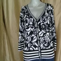 Christopher &amp; banks black/ white/ lilac printed cardigan size S - £7.86 GBP