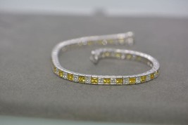 5.70Ct Princess Cut Simulated Citrine Women&#39;s Tennis Bracelet 925Sterling Silver - £171.38 GBP