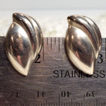 All Solid Sterling 925 Silver Modernist Puffy Leaf Earrings 5.0 Grams - $19.78