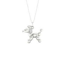 Sterling Silver 0.05 Ct TDW Diamond  Balloon Poodle Dog Pet Necklace - £87.90 GBP