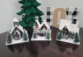 Christmas Martha Stewart Lighted Glitter Putz Plaid House Tree Ornaments... - $683.74 MXN
