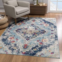 13 Blue and Ivory Medallion Distressed Runner Rug - €118,34 EUR