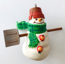 Max Snowmen of Mitford Hallmark Christmas Ornament w/ Shovel 08584 in Box 2000 - $12.59
