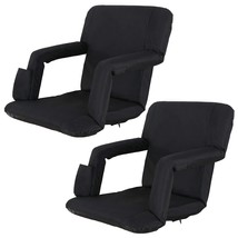 Set Of Two Stadium Seat Portable Bleachers Cushion With Shoulder Straps ... - $127.99