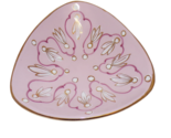 Vintage MCM Italian Made Ceramic Candy Dish Pink &amp; Gold 7&quot; - £23.78 GBP