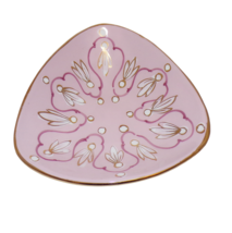 Vintage MCM Italian Made Ceramic Candy Dish Pink &amp; Gold 7&quot; - £23.70 GBP