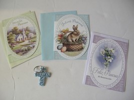 Spanish Religious Easter Greeting Cards Set of 3 with Cross Keyring - £7.11 GBP