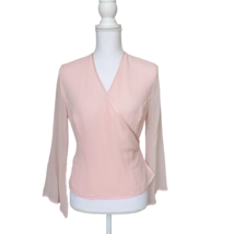 Chadwicks Silk Pink Semi Sheer Lined Top Sz 4 Flowy Romantic Wrap Around Blouse - £15.70 GBP
