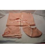 Vintage 1934 Snuggle Rug Three Piece Wool Baby Bunting Pink - $21.78