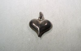 Vintage 925 Sterling Silver Puffy Heart Necklace Pendant K809 - £38.77 GBP