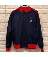 Vtg 80s Pierre Bonee Windbreaker Track Jacket Blue Red M Auto Sales rock... - $66.53 CAD