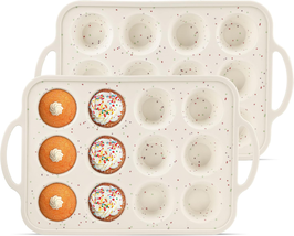 2Pack Silicone Muffin Pan for Baking with Metal Reinforced Frame, 12 Cup  - $23.44