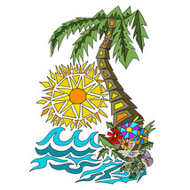 Palm Tree and Sun Vinyl Decal Sticker Truck Boat Car Tumbler Cooler Cup Tablet - £5.58 GBP+