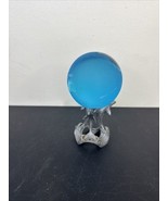 Sunglo Dolphin Globe Paperweight – Etched Blue Glass Earth – Nautical Decor - $52.89 CAD