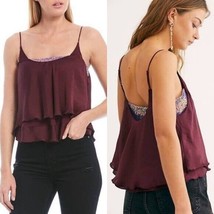 Free People Women’s Turn It On Camisole Sequins Plum Purple Size Small NEW - £15.81 GBP