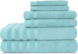 6 Pcs Towel Bale Set 100% Cotton Face Hand Towels Jumbo Towel Sheet Sky Blue - £7.90 GBP